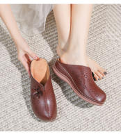 2025 Zapatos de mujer de suela blanda hueca europeos y americanos para pies gordos y anchos, nuevos zapatos de playa Baotou de alta gama de verano para mujer con suelas gruesas y medias pantuflas - details 18