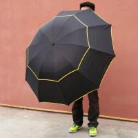 Paraguas grande de doble capa para hombre y mujer, sombrilla resistente a la lluvia y al viento, portátil, 3 pliegues, 130cm - details 10