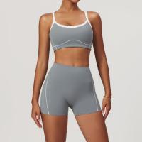 Conjunto de Yoga sin Mangas Estilo Gimnasio para Mujeres Conjunto Deportivo de Primavera/Verano con Levantamiento de Cintura y Cadera Bra+Shorts - details 3