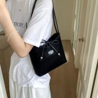 Bolso de cubo con lazo coreano para mujer, bolso de ocio Y2k con lazo para axila, bolso de hombro dulce de cuero Pu - details 18