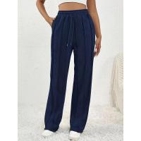 Pantalones deportivos de pierna ancha para mujer con cintura, pantalones rectos grises para, elástico cómodo - details 12