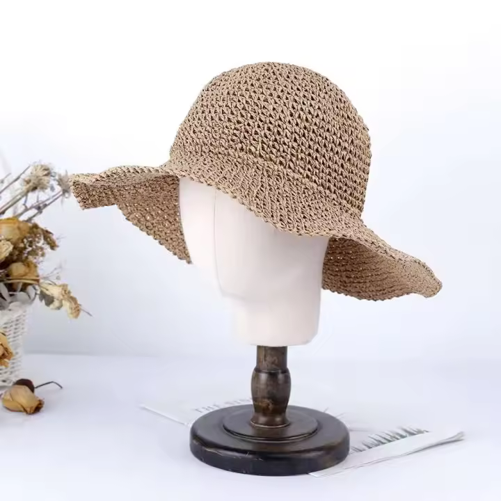 Gorra de Playa de Verano 2023 Sombrero de Paja para Mujer Sombrero de Alta Calidad con Color Puro - 1