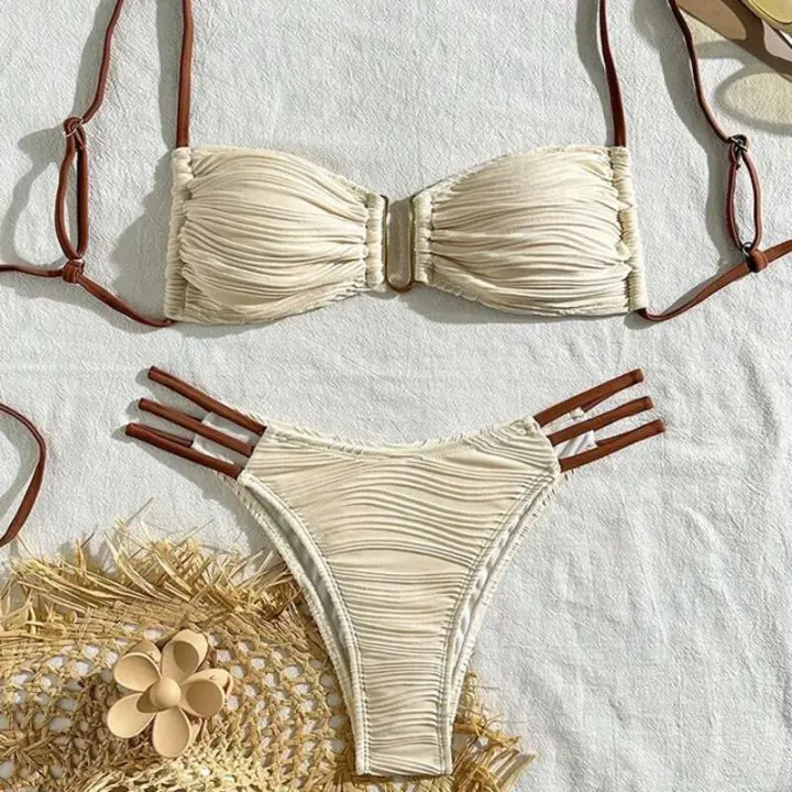 Nuevo bikini sexy 2025, traje de baño de tres piezas de playa push-pull para mujer, conjunto de bikini brasileño, traje de baño para piscina - 1