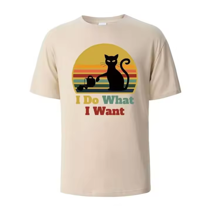Camisetas con estampado de gato "Do What I Want" para hombre, camisetas de algodón de verano, ropa básica transpirable para hombre, camisetas de calle - 1
