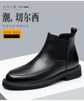 Botas Chelsea de cuero de vaca de gama alta botas de otoño e invierno de cuero genuino botas cortas británicas puntiagudas - details 5