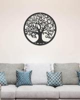 Decoración de pared de árbol de la vida de metal, arte de silueta para regalo, decoración del hogar para jardín interior y exterior (negro, 28x28cm) - details 0