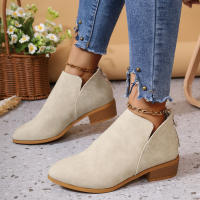 Zapatos de mujer de talla grande para las cuatro estaciones, estilo británico, color sólido, punta puntiaguda, casuales, con cremallera trasera, tacón bajo, tacón grueso, zapatos individuales 2025. - details 5