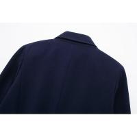 BUNO- cazadora lisa a la moda para mujer, abrigo con bolsillos, cuello en V, manga larga con una hilera de botones, trajes elegantes para mujer - details 15
