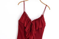 Vestidos largos sexis con tirantes finos y volantes y cuello en V para mujer, Vestidos largos elegantes de corte a para verano 2025, Vestidos largos de fiesta con espalda descubierta para noche - details 1