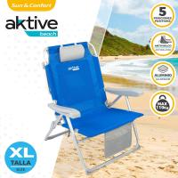 Silla de Playa Plegable y Reclinable 5 Posiciones, Portátil, 55x67,5x86cm, Incluye Cojín, 1 Bolso, 1 Bolsa con Cremallera y Topes Antivuelco - details 2