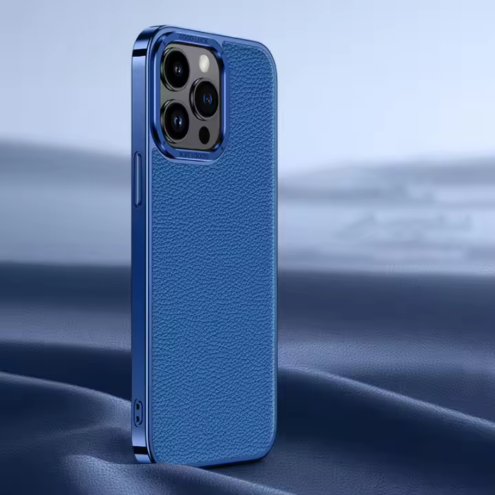 Funda de silicona TPU suave galvanizada trasera de cuero genuino para iPhone 14 13 12 Pro Max, moda - 1