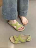 Sandalias planas de suela blanda antideslizantes y resistentes al desgaste de tendencia de color sólido a la moda para mujer - details 6