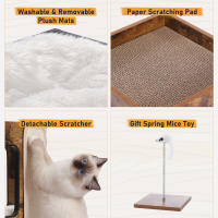 PAWZ Road Camita para gatos con dos grandes condominios, almohadilla rascadora, rascadora para gato desmontable, casa de madera para gatos con tapetes mullidos, muebles para gatos y juguetes para gatos - details 6