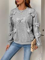 Sudadera de Moda Harajuku para Mujer Cuello Redondo, Ajuste Suelto, Algodón Gris - details 3