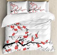 Juego de Ropa de Cama con Diseño de Cerezo Japónesako Sakura en Tamaño King/Queen Floral Primaveral Vintage para Mujeres y Niñas - details 10