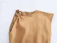 Vestido asimétrico con textura de satén francés para mujer, falda larga de temperamento versátil, moda de verano, 2024 - details 2