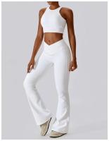 Conjunto de yoga sin costuras para mujer, yoga para mujer, sujetador deportivo acanalado, body de gimnasio, tres piezas de ropa deportiva, 1/2 pieza. - details 44