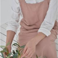 Delantal de cocina transpirable de estilo japonés con bolsillos, vestido largo sin mangas, delantal de trabajo de jardinería de Color sólido, Chef - details 4