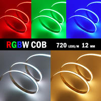 Tira de luces LED COB RGBW RGBWW, cinta Flexible de diodo de Color de ensueño, 24V, 12MM, 672LED/m, IP20, FOB, 10M, decoración de retroiluminación de TV - details 4