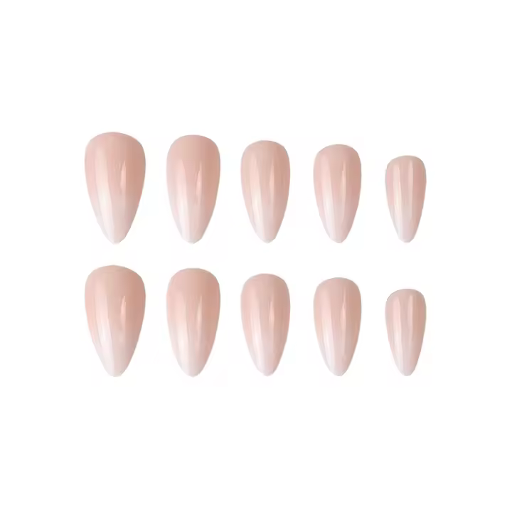 28 piezas de uñas postizas de almendra desnuda brillante, uñas de borde liso inofensivas para ir de compras, citas y viajes - 1