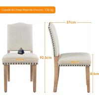 Juego de 4 sillas de comedor con respaldo alto, sillas de cocina, patas de madera maciza, diseño clásico, con botones bronceados, sillones y sillas para salón, asientos tapizados - details 2