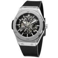 Moda casual plata esqueleto hueco reloj mecánico automático para hombres - details 1