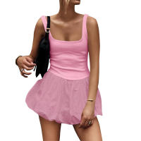 M24DS135 Ropa de Mujer Vestido de Verano Nuevo de Moda Color Sólido con Parches - details 15