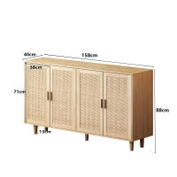 Elegante y Funcional Gabinete de Almacenamiento de Ratán de 4 Puertas 158CM - details 8