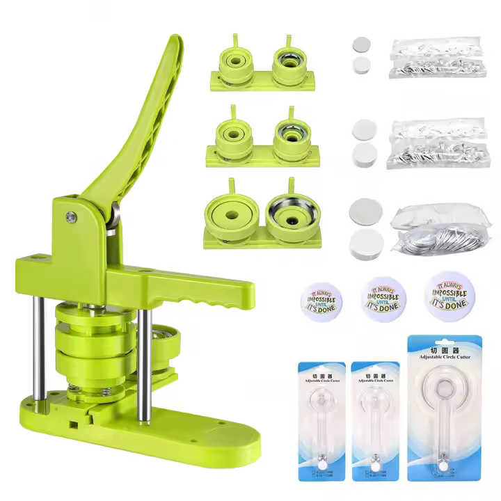 Máquina de Hacer Botones DIY Prensa de Tarjeta de 25mm/32mm/58mm con 300pcs Partes de Botones Verde - 1