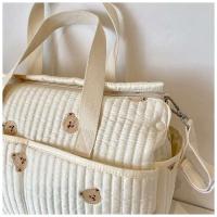 Nuevo bolso de mano para madre y bebé con oso bordado de alta capacidad, bolsa para cochecito portátil - details 4