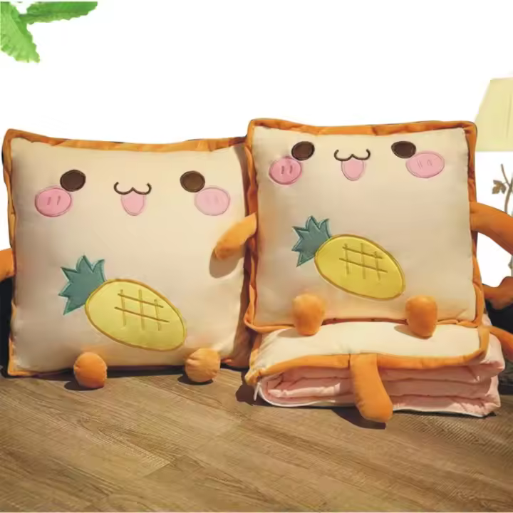 Manta de almohada portátil 2 en 1, diseño de dibujos animados, colcha suave de aire acondicionado, manta cuadrada de felpa para siesta, oficina - 1