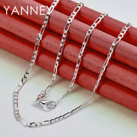 Collar de cadena Figaro para mujeres y hombres, joyería de plata, 4 mm, 16-30 pulgadas - details 0