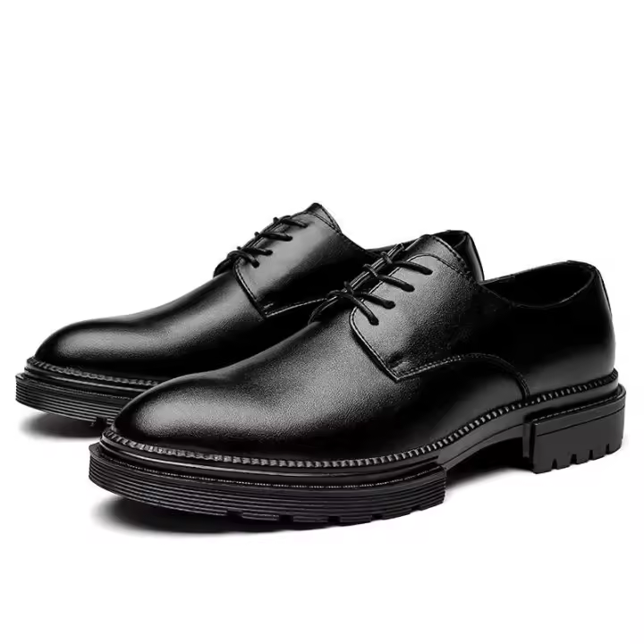 Zapatos de vestir con punta de acero de cuero genuino para hombre y zapatos formales informales sólidos de goma Oxford - 1
