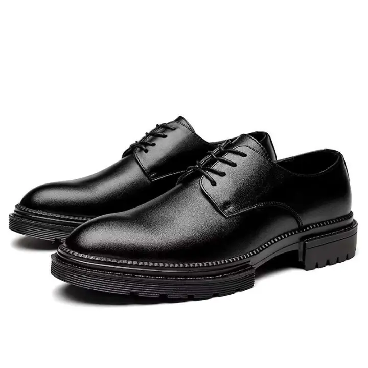Zapatos de vestir con punta de acero de cuero genuino para hombre y zapatos formales informales sólidos de goma Oxford - 1