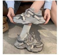 2025 primavera y otoño nueva malla de fondo grueso esponja pastel versátil Popular corto altura creciente Casual zapatos de mujer - details 17