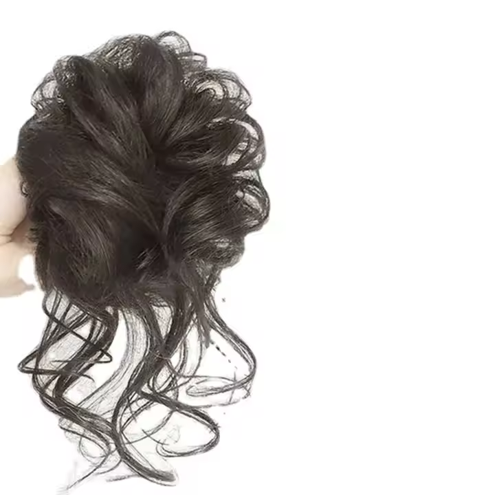 Moño de pelo desordenado para mujer, extensión de coleta ondulada y rizada, Scrunchies para el cabello, postizo Updo - 1