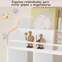 Pared para Niños, Librería Infantil Flotante, Estantes de Pared con 3 Compartimentos y 4 Ganchos de Pomo, para Guardería, Habitación Infantil y Sala de Juegos, Blanco - details 4