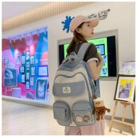 Nueva y bonita versión coreana de la mochila del campus ins para estudiantes femeninas de primaria y secundaria de gran capacidad, mochila ancha con correa para el hombro fuerte y duradera. - details 20