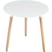 Mesa de Comedor, Estilo escandinavo Ronda Mesa y Patas de Madera de Haya, 80*72 cm, Color Blanco - details 15