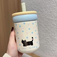 Botella de agua térmica duradera de 500ML con asa, taza de vacío de acero inoxidable 316, tapa de gato de dibujos animados, taza de té de paja para niños y niñas - details 13