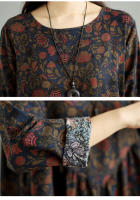 Vestido Floral de Algodón Vintage Moda Casual para Mujeres Primavera Otoño - details 43