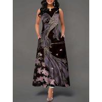 Women's Boho Long Dress Elegant Sleeveless Floral Print Casual Beach Party Summer Dress - details 26