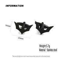 Gemelos de murciélago para hombre, botones de puño de acero inoxidable para camisa de muñeca, joyería para novio de boda, accesorios para hombre - details 0