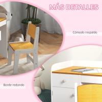 2 Piezas Pupitre Infantil Escritorio para Niños Incluye Silla y con Cajón y para Dormitorio Sala Blanco y Natural - details 5