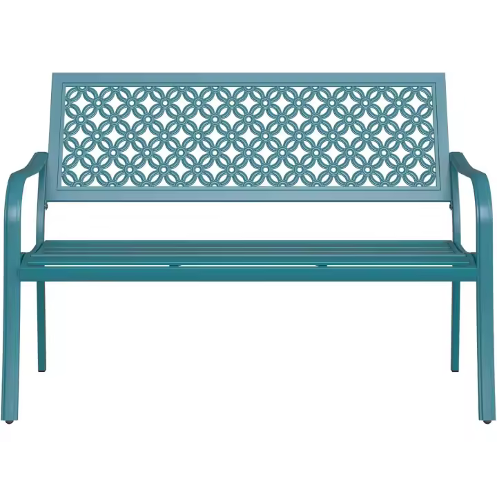 Banco de Jardín, Banco de Jardín para 3 Personas, Acero Premium, Banco Exterior para Parque, Patio, Terraza (Moderno, Gris-Verde) - 1
