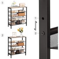 Zapatero, Zapatero de 6 Niveles, Estantería para Zapatos, Estantes de Malla Ajustables, para Entrada, Pasillo, Dormitorio, Estructura Metálica, Marrón Rústico y Negro - details 19