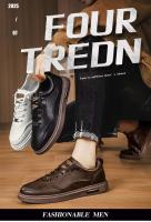Zapatos deportivos de ocio para hombre, trabajo de cuero, antideslizantes, impermeables, resistentes al desgaste, zapatos planos de suela suave, zapatos ligeros y modernos - details 0