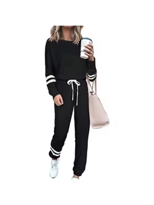 2025 hermoso traje casual de manga larga de color sólido suelto de gran tamaño para mujer. - 1