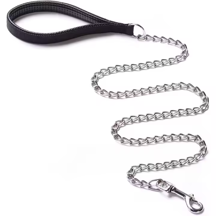 Correa Suave de Alta Resistencia con Mango de Cuero PU, Correa de Metal antimordida para Perros pequeños, medianos y Grandes, 120 - 1