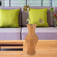 Soporte de arreglo de flores rústico, florero de suelo de mimbre de imitación grande, decorativo - details 6